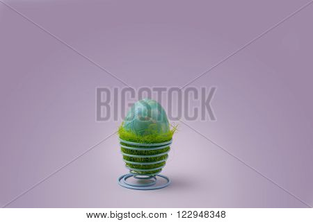 Easter decoration one turquoise egg in egg holder