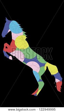 Colored horse silhouette stand up vector illustration
