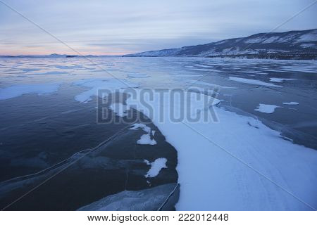 Lake Baikal, Ulan Hushinsky Gulf Winter Landscape. Olkhon Island