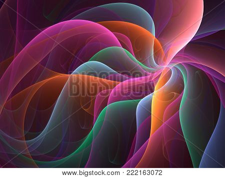 Wavy Multilayered Transparent Plexus  - Fractal Art