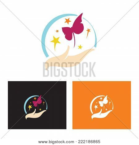 beautiful charity logo of a hand releasing stars and butterfly