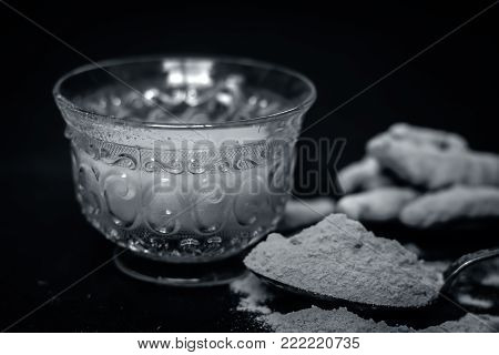 Tea Of Turmeric,curcuma Longa With Its Powder.