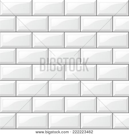 Illustration of rectangular horizontal white tiles background