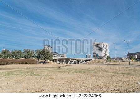 Las Colinas Skyline View From John Carpenter Freeway