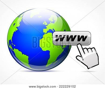Illustration of web concept with earth and hand