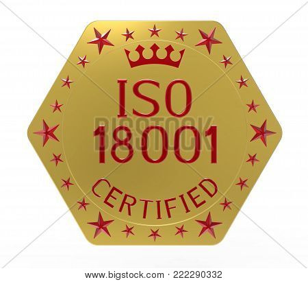 ISO 18001 standard, occupational health and safety management system, 3D render, isolated on white