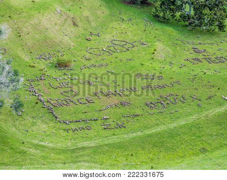 Writing with stones, Mount Eden, Auckland, New Zealand