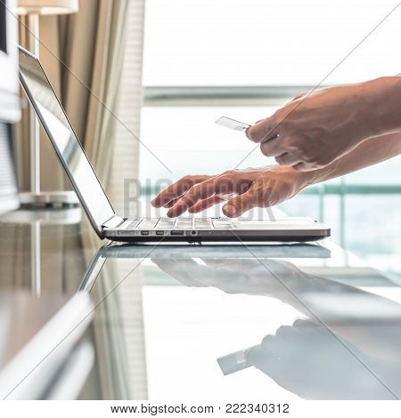 Digital Lifestyle People Using Credit Card Paying Purchase For Omni-channel Marketing From Home