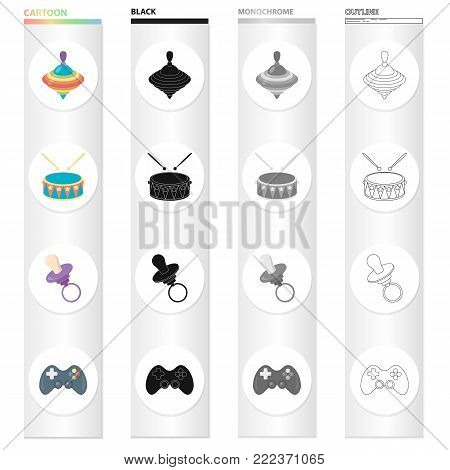 Attributes, care, tools and other  icon in cartoon style.Prefix, game, tool, icons in set collection.