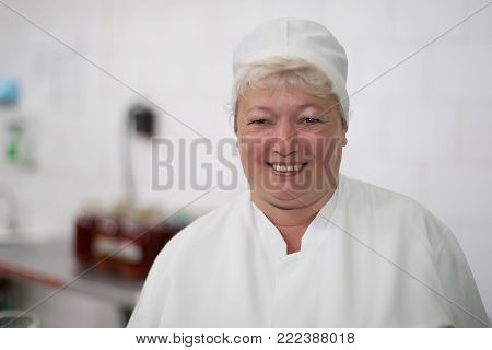 Belarus, the city of Gomel, 02 June 2017.Burn hospital.Portrait of the Russian cook.The employee of a dining room