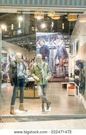 Camel Active shop at Mega Bangna, Bangkok, Thailand, Oct 18, 2017 : Desinged casual sportswear outfits brand. Window display and interior.