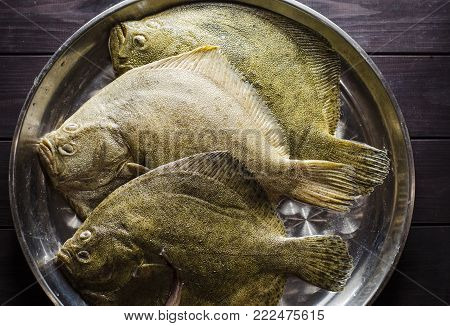 raw cleaned whole flounder fish ready for cooking