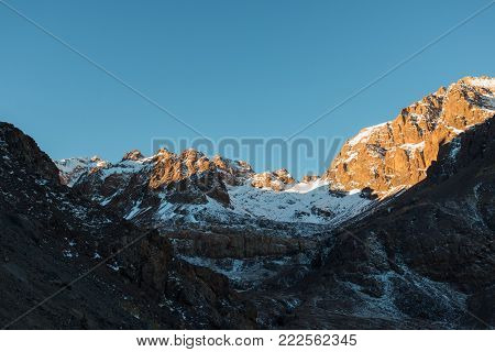 Trekking in the high Atlas to Toubkal mountain - Toubkal national park