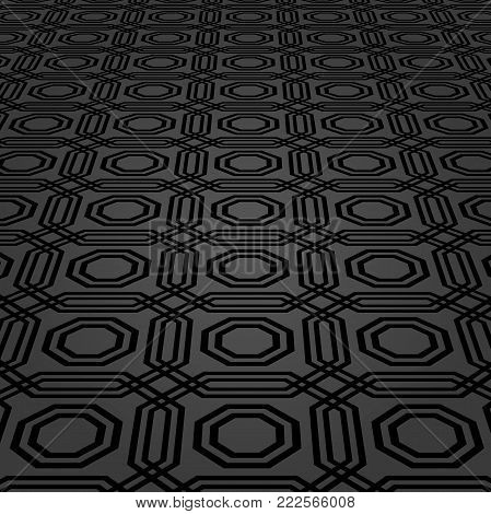 Modern vector dark octogonal pattern. Geometric abstract texture. Graphic geometric background with perspective pattern