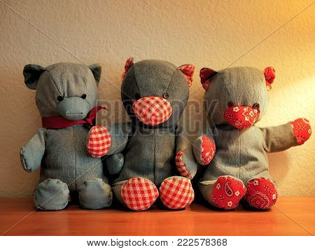 Denim Child Teddy Bear in Children's Room
