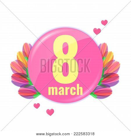 Spring stylish 8 march banner in punchy pastel colors. International Women s Day concept. Vector illustration.