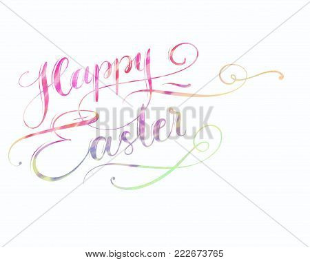 handlettered illustration text Happy Easter for easter cards