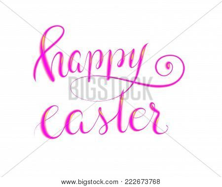 handlettered illustration text Happy Easter for easter cards