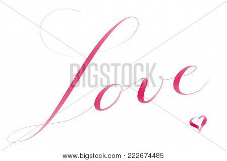 Love, handlettered text for Valentines and wedding cards