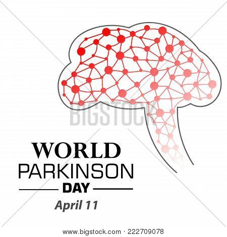 Vector illustration of a Banner for World Parkinson's Day. Brain and neurons