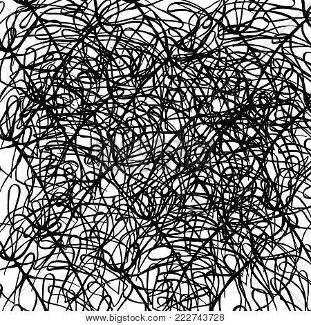 Monochrome black and white ink splash spot drip thread rope texture background vector