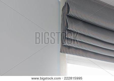 Closed Up Of Modern Window Curtain