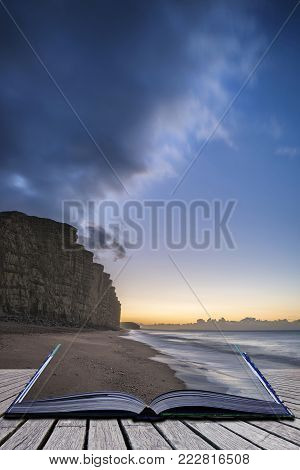 Stunning, Vibrant Sunrise Landscape Image Of Barafundle Bay On Pembrokeshire Coast In Wales