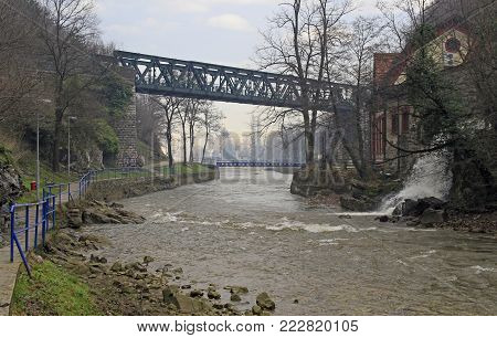 bridge over river detinja in Uzice, Serbia