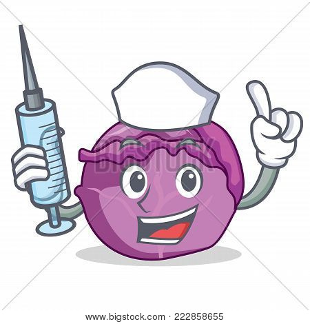 Nurse red cabbage character cartoon vector illustration