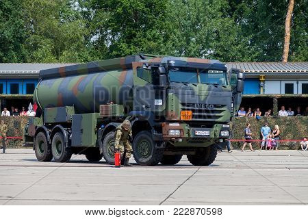 BURG / GERMANY - JUNE 25, 2016: german military Iveco 8x8 tanker at open day in barrack burg