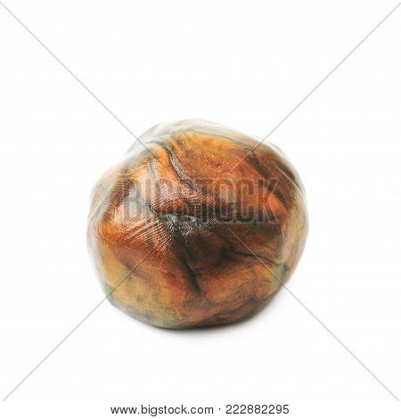 Ball formed of a smart hand putty plasticine playdough isolated over the white background