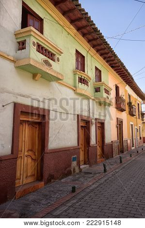 San Gabriel, Ecuador- November 3, 2017: Colonial Architecture In The Town Listed As A National Herit