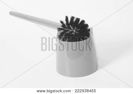 Gray Toilet Brush Isolated On White Background