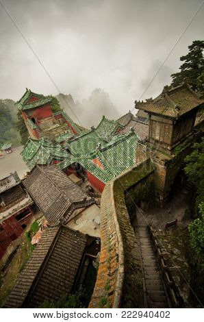 The roofs of the monasteries of Wudang. China