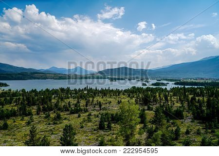 The picturesque Dillon Reservior as the morning fog was lifting in central Colorado.