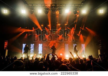 BELGRADE, SERBIA - JANUARY 19TH, 2018: GERMAN THRASH METAL BAND KREATOR PERFORMING AT BELGRADE METAL MEETING FESTIVAL