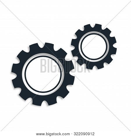 Two Gear Icons On White Background Design