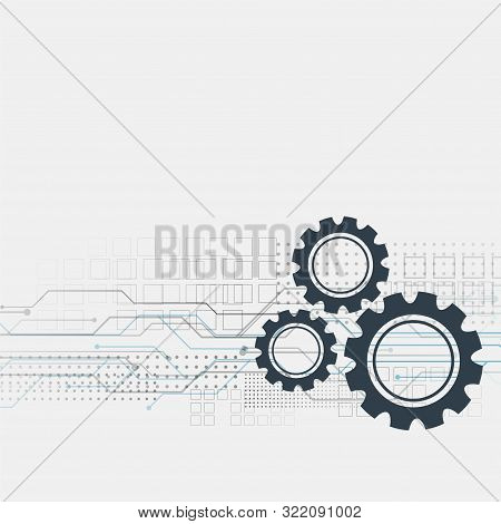Abstract Technology Background With Gears Symbol Design