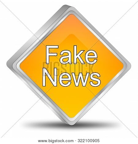 Orange Fake News Button On White Background - 3d Illustration