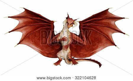 3D Rendering Fairy Tale Dragon On White