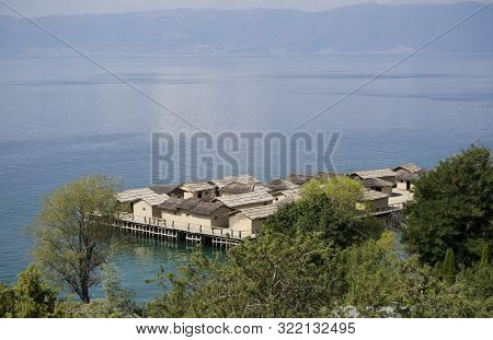 Prehistoric Pile Dwellings On The Edges Of  Lake Ohrid