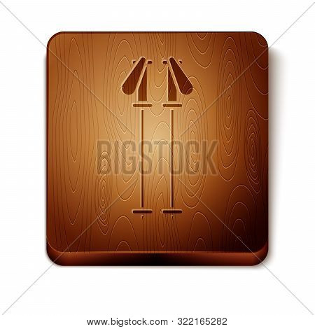 Brown Ski Poles Icon Isolated On White Background. Extreme Sport. Skiing Equipment. Winter Sports Ic