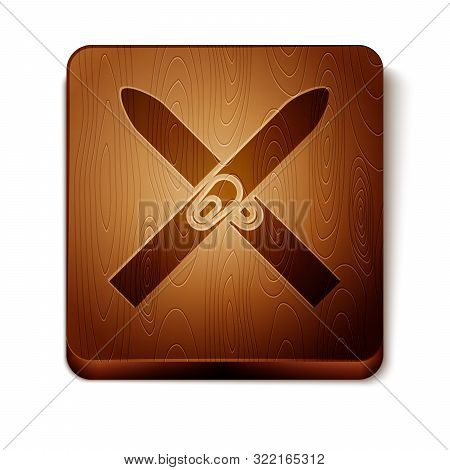 Brown Ski And Sticks Icon Isolated On White Background. Extreme Sport. Skiing Equipment. Winter Spor