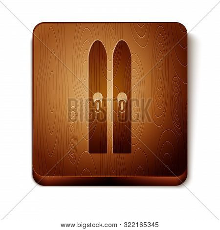 Brown Ski And Sticks Icon Isolated On White Background. Extreme Sport. Skiing Equipment. Winter Spor