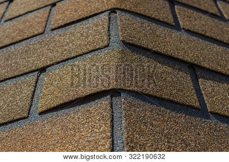 Close-up Flexible Soft Bitumen Tile Shinglas. Construction Landscaping