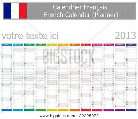 2013 Tipo 1 francés año meses vertical del planificador