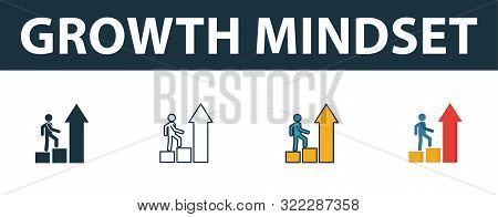 Growth Mindset Icon Set. Four Simple Symbols In Diferent Styles From Soft Skills Icons Collection. C