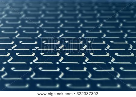 Lettering White On Dark Blue Practice Writing Worksheet. Handwriting Symbol Filling Pattern. Calligr