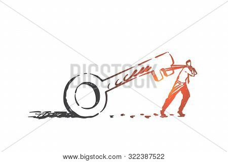 Effort, Determination, Struggle Concept Sketch. Problem Solution, Mortgage Loan Surreal Metaphor, Mo