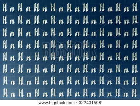 Lettering White On Dark Blue Practice Writing Worksheet. Handwriting Symbol Filling Pattern. Calligr